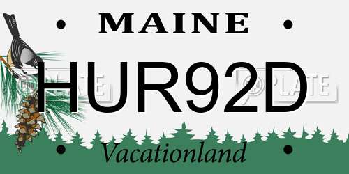HUR92D Maine License Plate