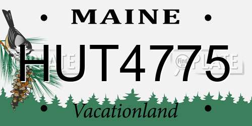 HUT4775 Maine License Plate
