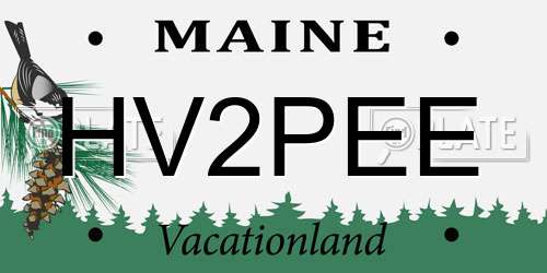 HV2PEE Maine License Plate