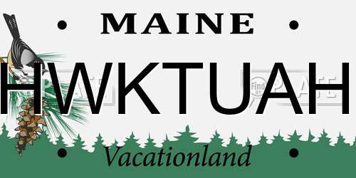 HWKTUAH Maine License Plate