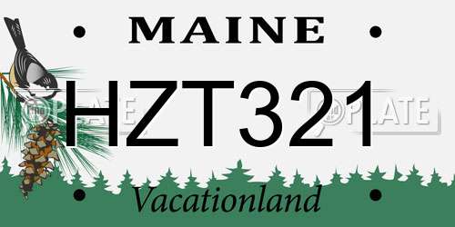 HZT321 Maine License Plate