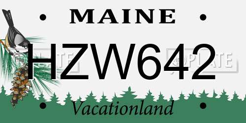 HZW642 Maine License Plate