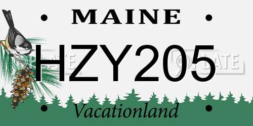 HZY205 Maine License Plate