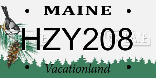 HZY208 Maine License Plate