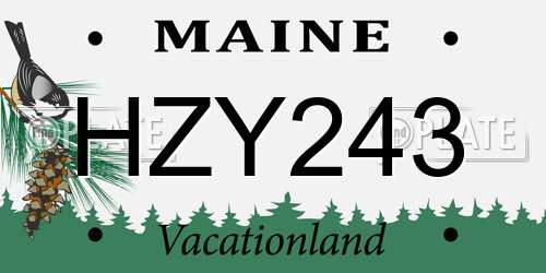 HZY243 Maine License Plate