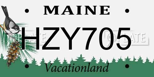 HZY705 Maine License Plate