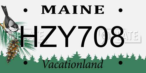 HZY708 Maine License Plate