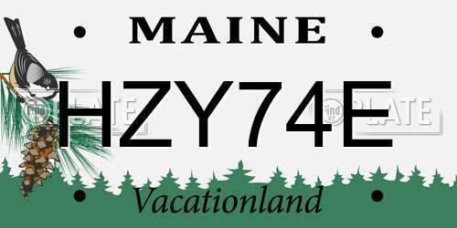 HZY74E Maine License Plate