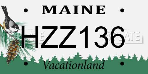 HZZ136 Maine License Plate