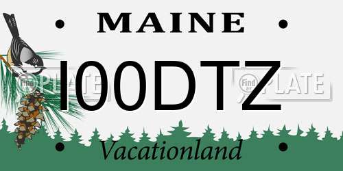 I00DTZ Maine License Plate