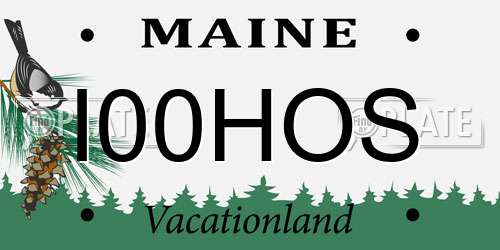 I00HOS Maine License Plate