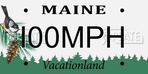 I00MPH Maine License Plate