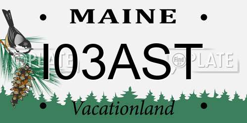 I03AST Maine License Plate