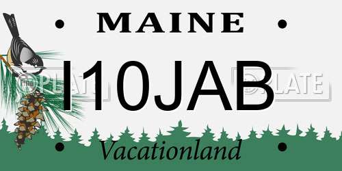 I10JAB Maine License Plate