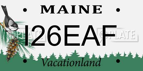 I26EAF Maine License Plate