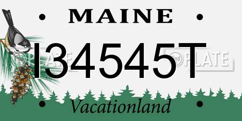 I34545T Maine License Plate