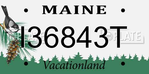 I36843T Maine License Plate