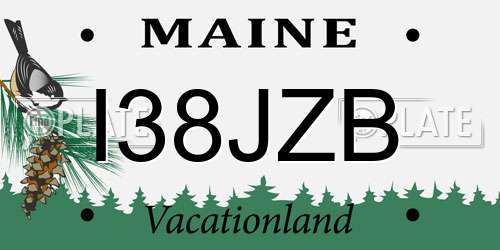 I38JZB Maine License Plate