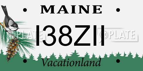 I38ZII Maine License Plate
