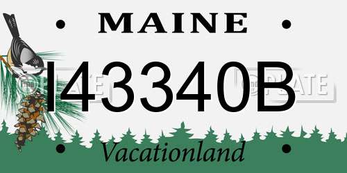 I43340B Maine License Plate