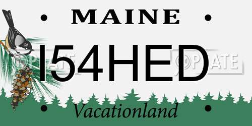 I54HED Maine License Plate