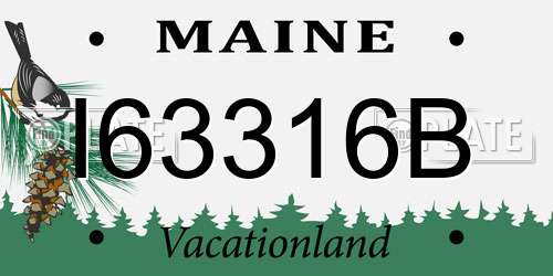I63316B Maine License Plate