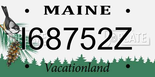 I68752Z Maine License Plate