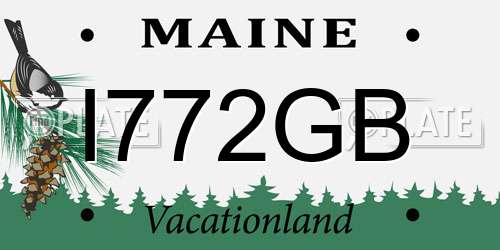 I772GB Maine License Plate