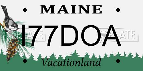 I77DOA Maine License Plate