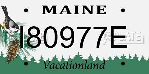 I80977E Maine License Plate