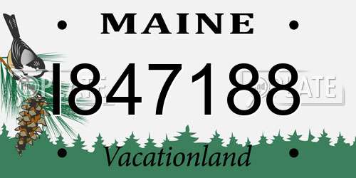 I847188 Maine License Plate