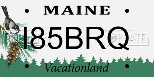 I85BRQ Maine License Plate