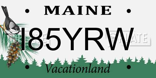I85YRW Maine License Plate