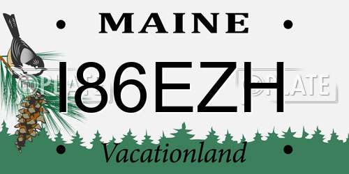 I86EZH Maine License Plate