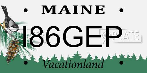 I86GEP Maine License Plate