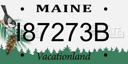I87273B Maine License Plate