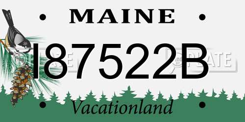 I87522B Maine License Plate