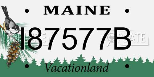 I87577B Maine License Plate