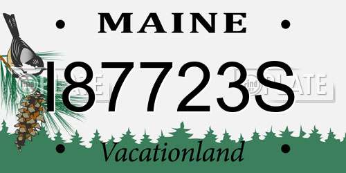 I87723S Maine License Plate