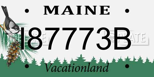 I87773B Maine License Plate