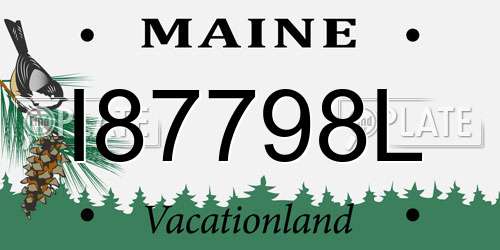I87798L Maine License Plate