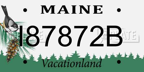I87872B Maine License Plate