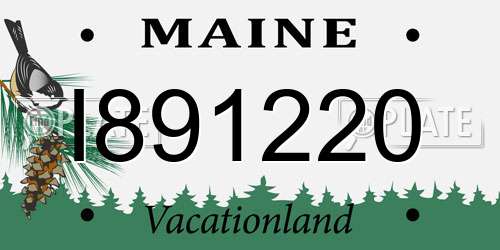 I891220 Maine License Plate