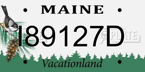 I89127D Maine License Plate