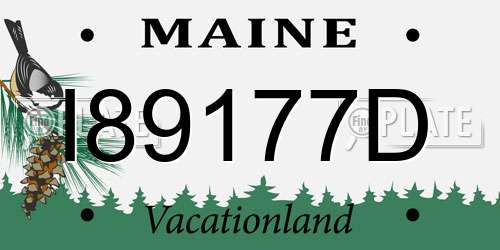 I89177D Maine License Plate