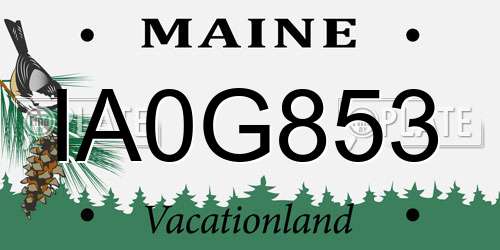 IA0G853 Maine License Plate