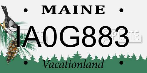 IA0G883 Maine License Plate