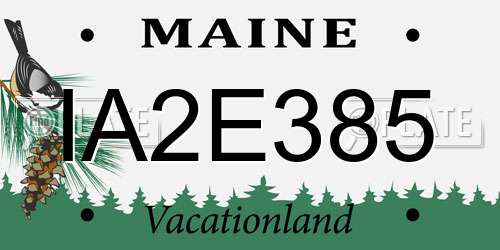 IA2E385 Maine License Plate