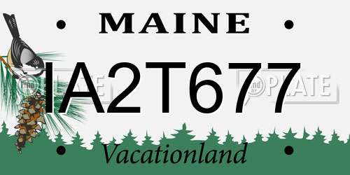 IA2T677 Maine License Plate