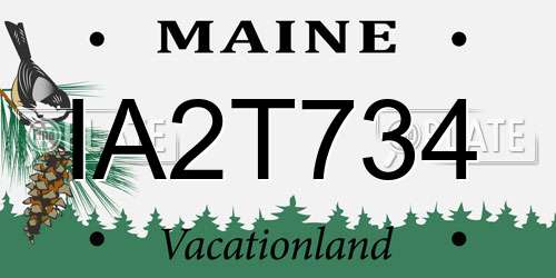 IA2T734 Maine License Plate